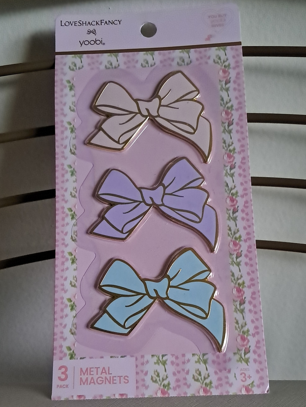 LoveShackFancy Bow Magnet Set in White, Lavender & Light Blue